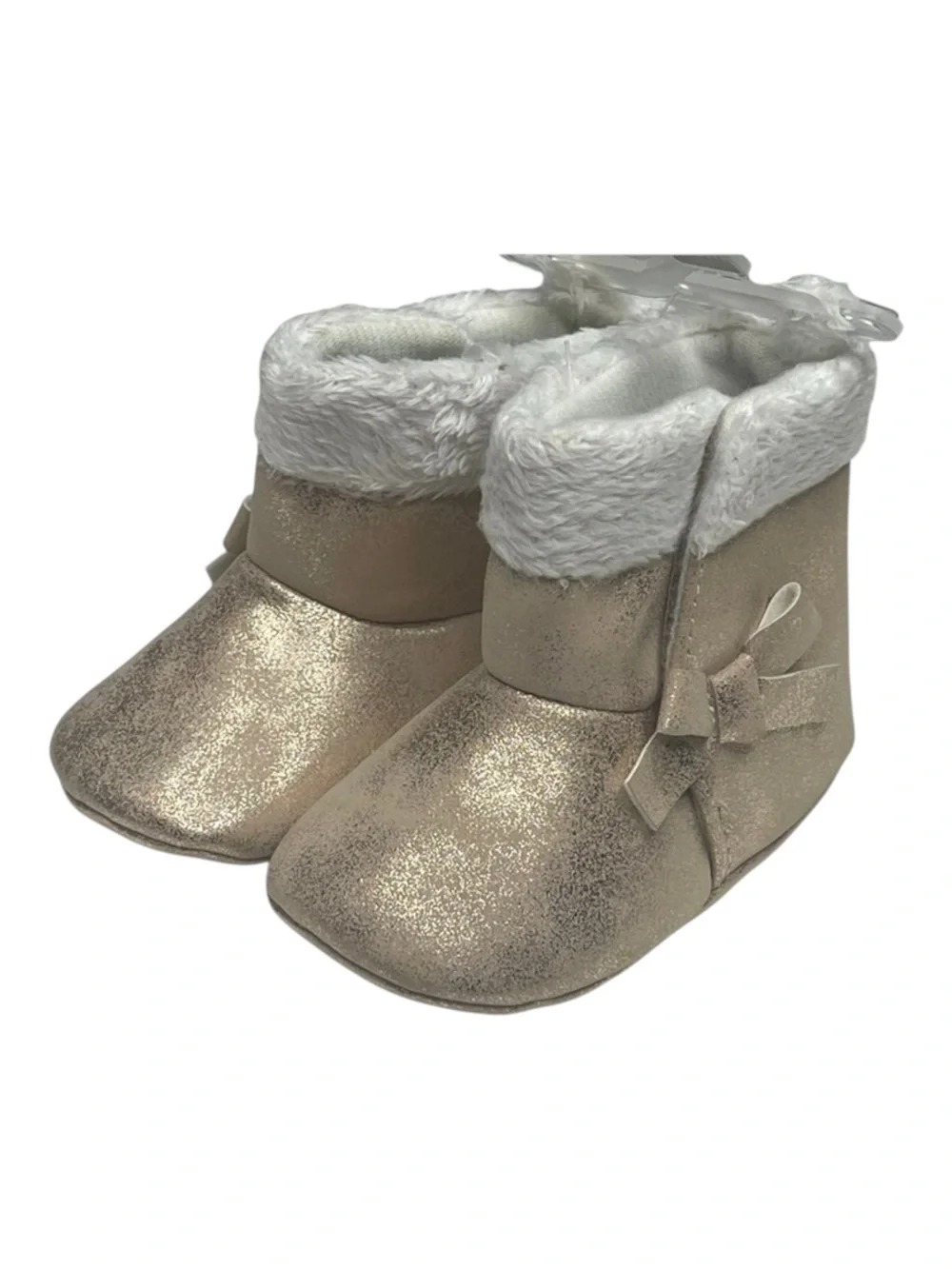 new Carter’s ❤︎ Bow Baby Faux Fur Trim Booties ❤︎ Rose Gold ❤︎ 3 - 6 Month ❤︎︎